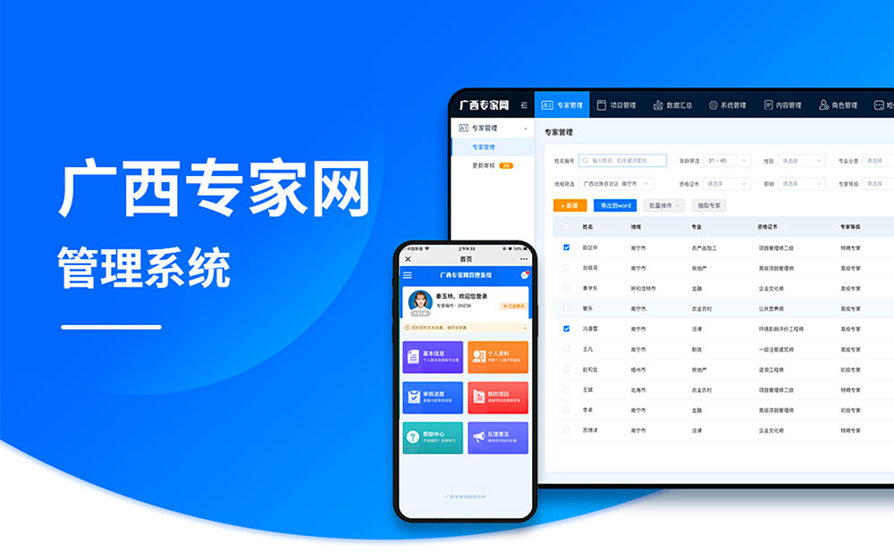 廣西專家網管理系統開發項目案例